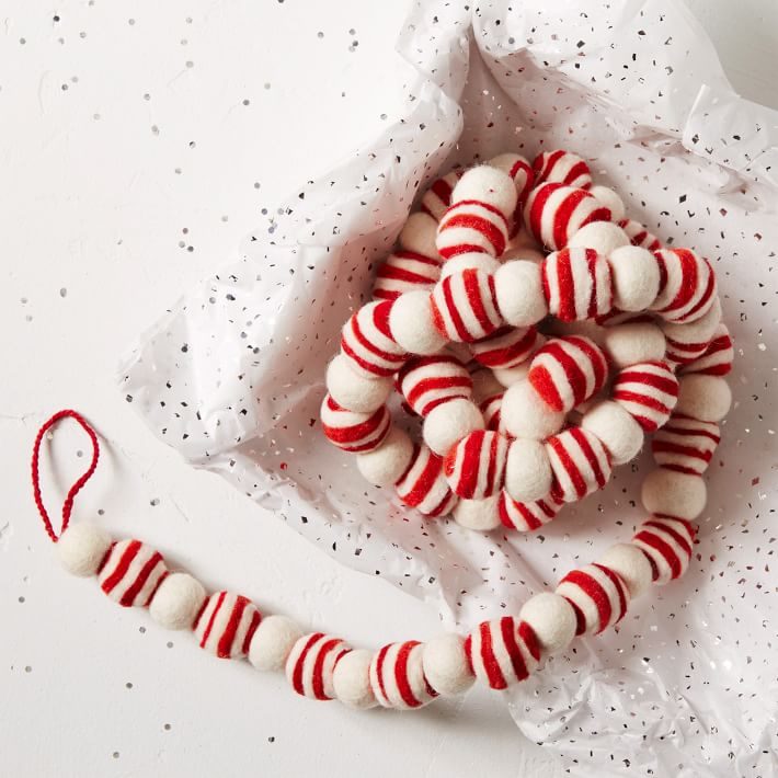 Striped hand-felted garland from West Elm