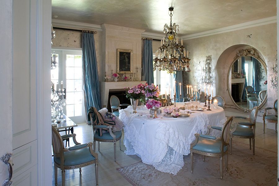 Texture of the walls enlivens the shabby chic dining room [From: Rachel Ashwell Shabby Chic Couture]