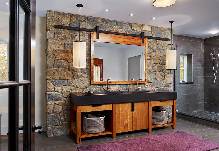 Turn the stone wall in the bathroom into an absolute showstopper [Design: Moger Mehrhof Architects]