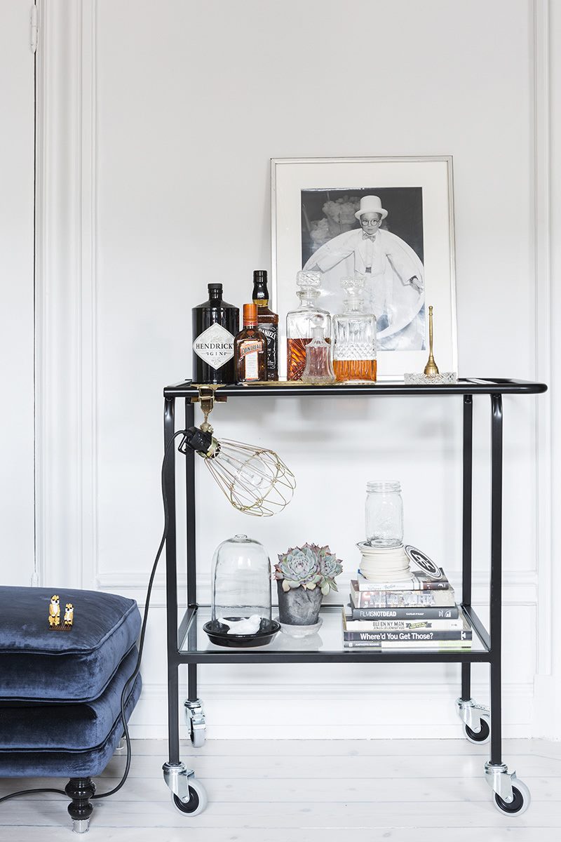 Uncluttered bar cart idea