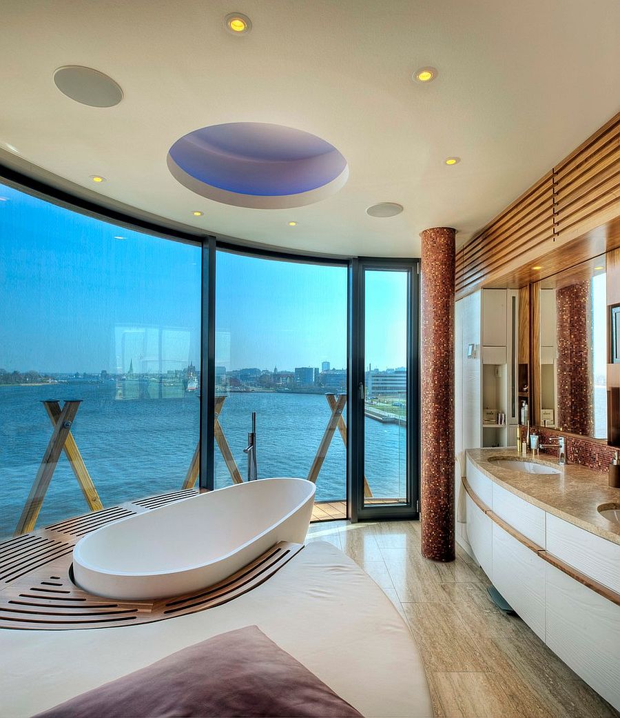 Unique bathroom design and bathrub make most of the view on offer