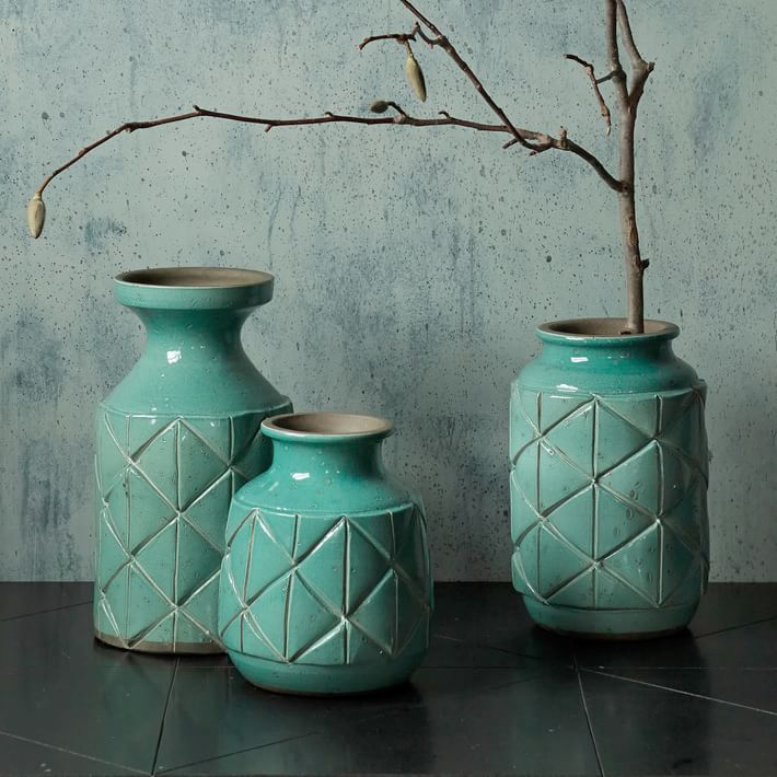 Aqua ceramic vases from West Elm