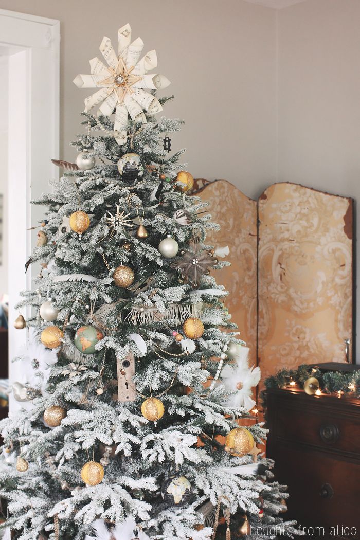 Beautiful tree topper star made from sheet music