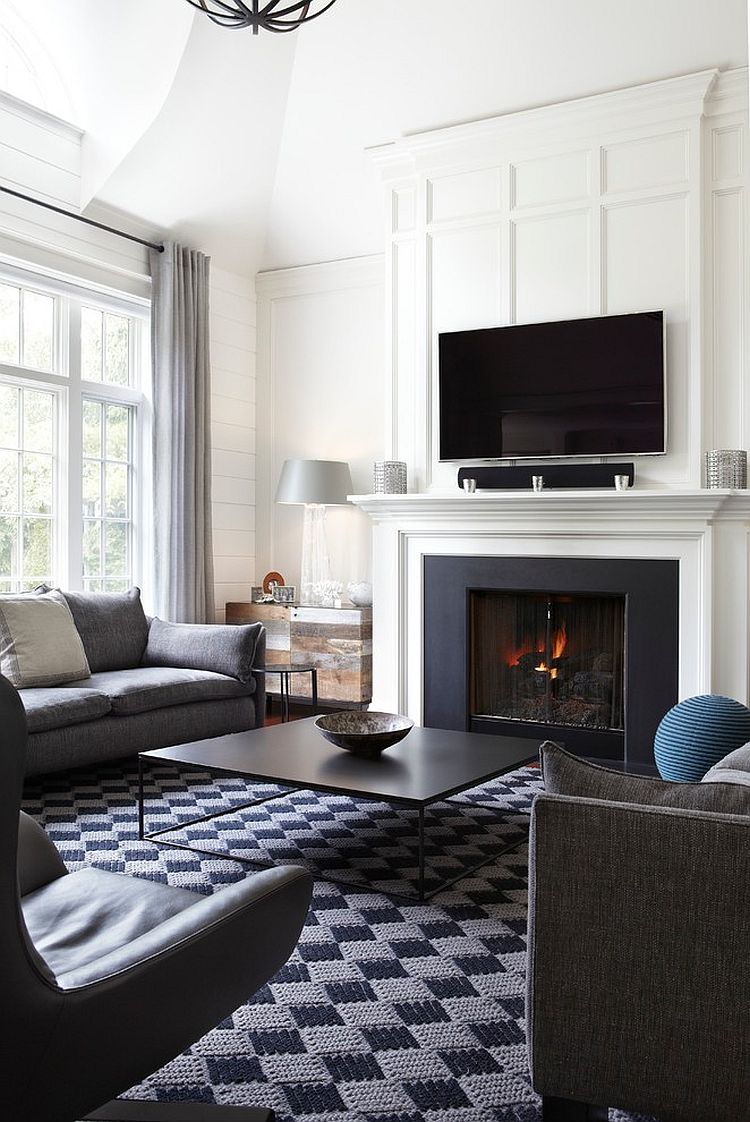 Black and white living room with transitional style