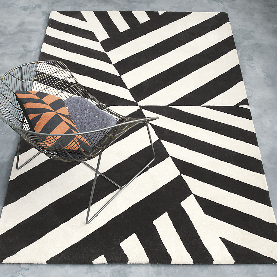 Black and white striped rug from CB2