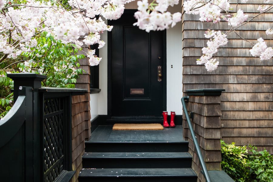 Black painted front door