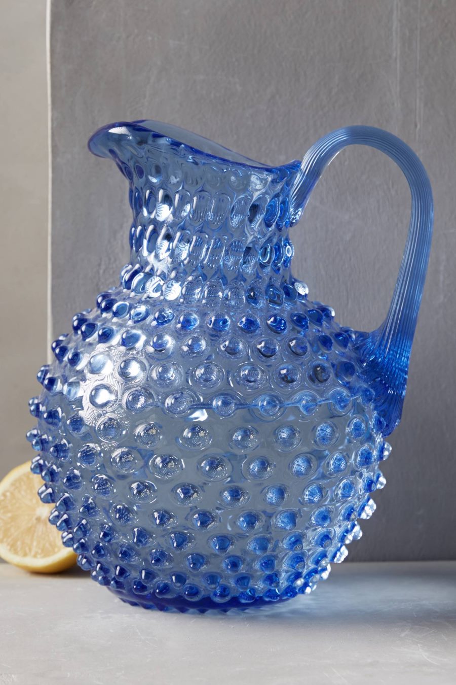 Blue hobnail pitcher from Anthropologie