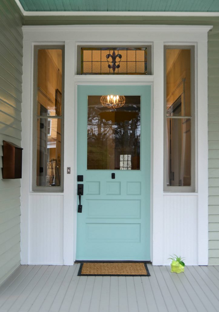 Blue salvaged wood door