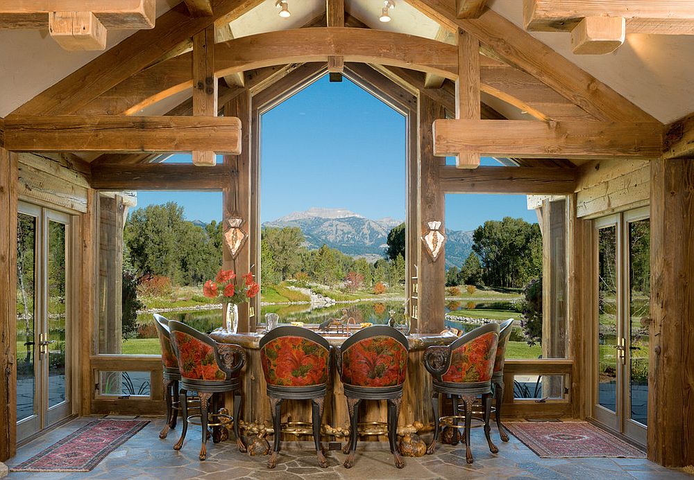 Breathtaking view outside is framed perfectly from the dining area