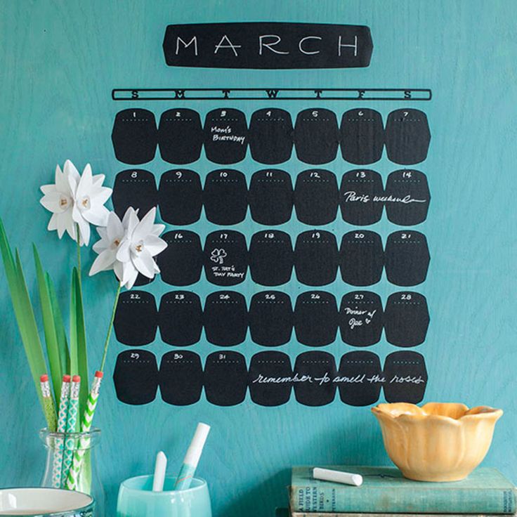 Chalkboard calendar that's easy to change every month