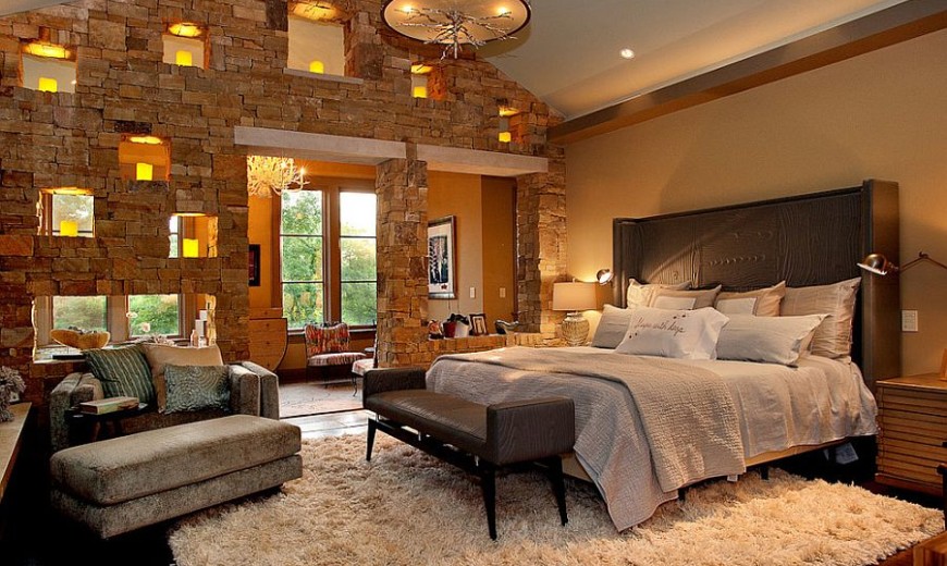 25 Bedrooms that Celebrate the Textural Brilliance of Stone Walls