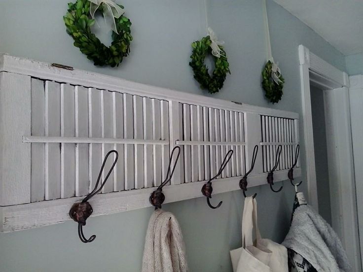 Coat rack made from an old shutter