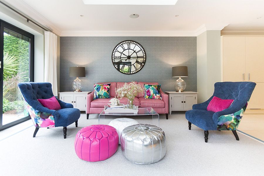 grey and hot pink living room ideas