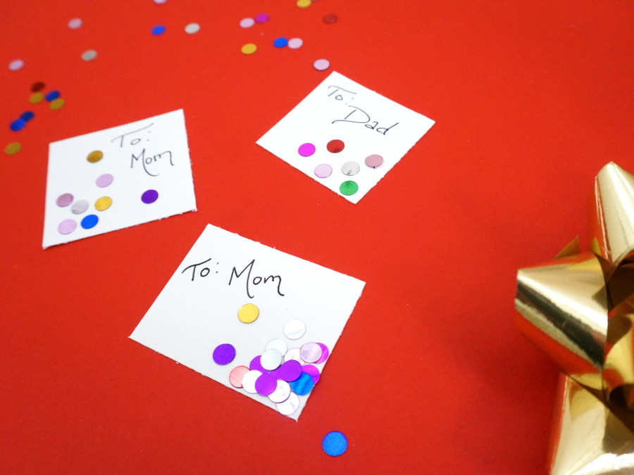 Confetti gift tag DIY