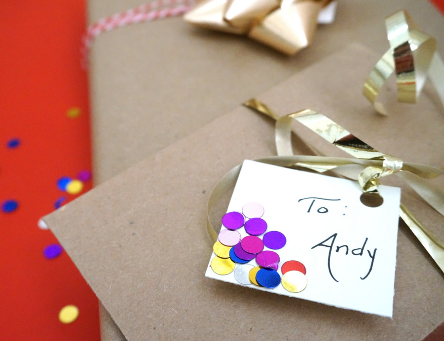 Confetti tags bring gift wrap to life