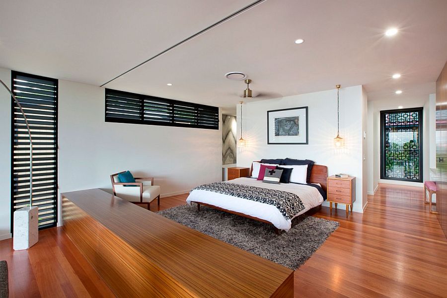 Contemporary bedroom with an airy, cheerful ambiance