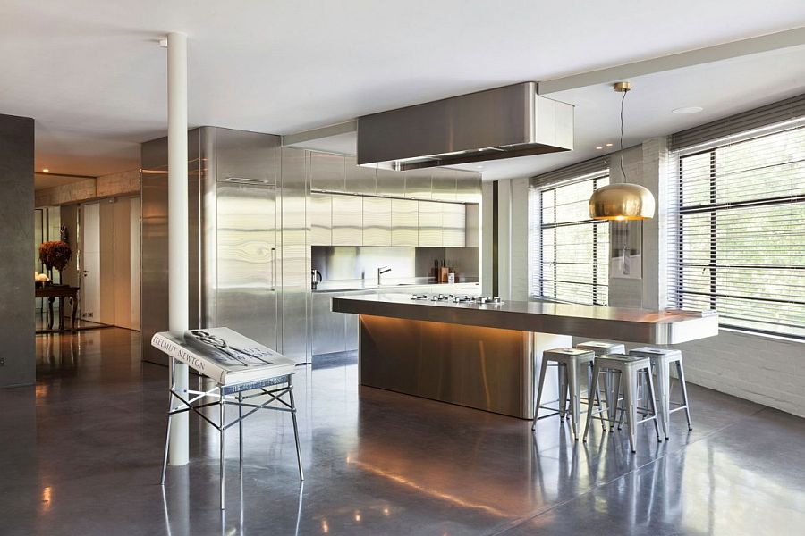 Contemporary kitchen and pantry of the awesome London penthouse