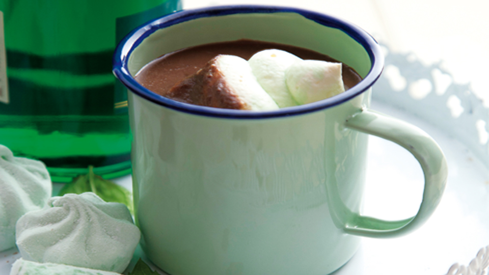 Creme de menthe hot chocolate from Food & Wine