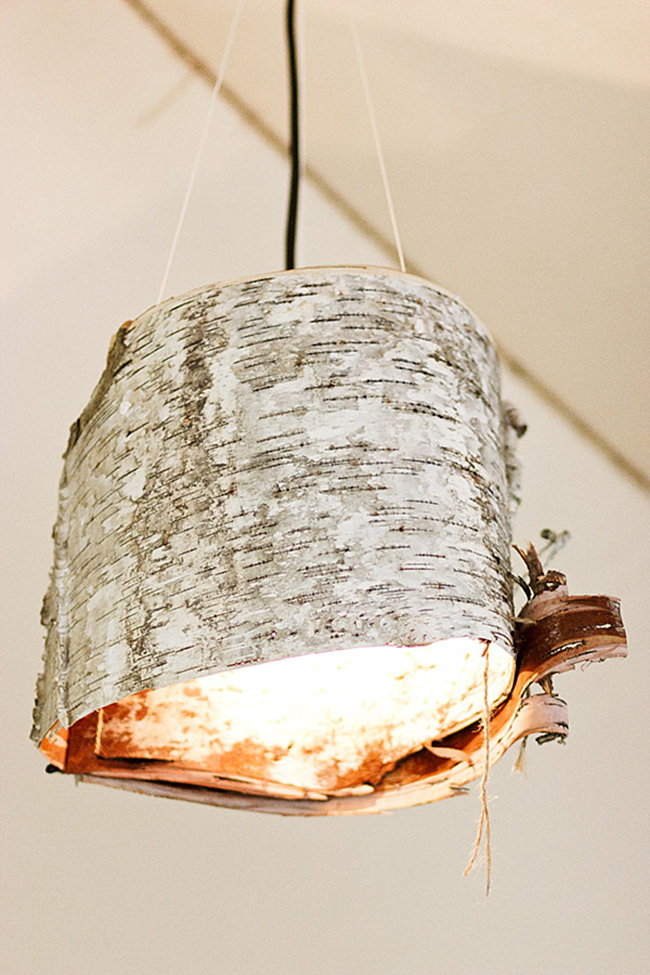 DIY birch bark lamp from Ruffled