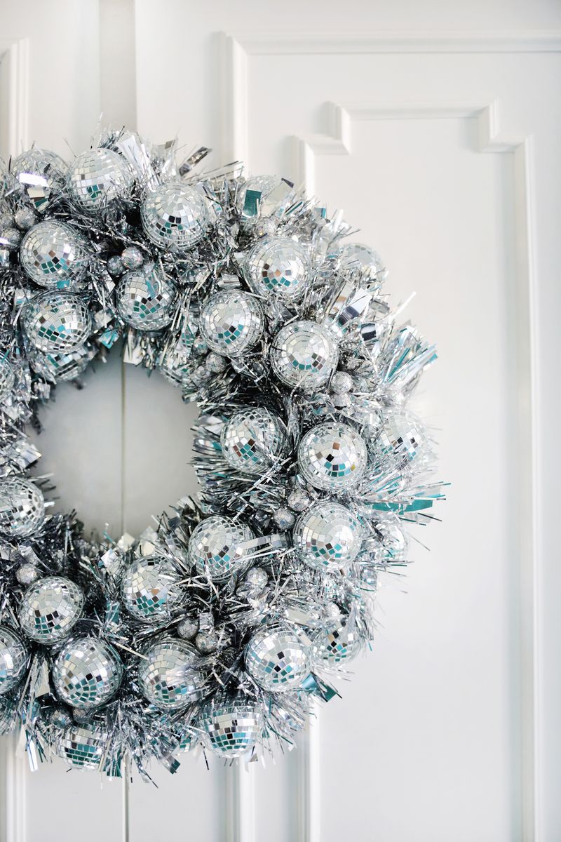 Disco ball wreath from A Beautiful Mess