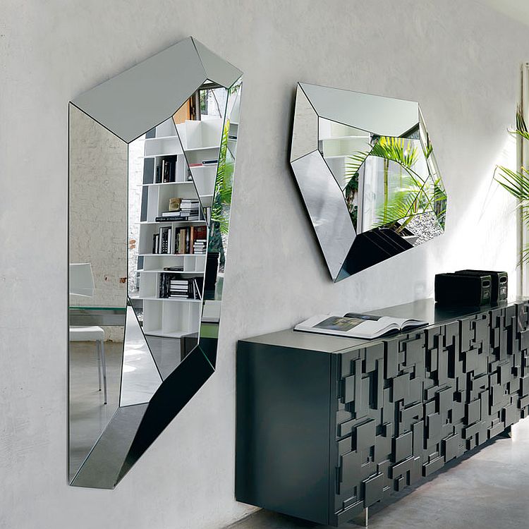 Eclectic geometric shape of the mirror makes it a showstopper