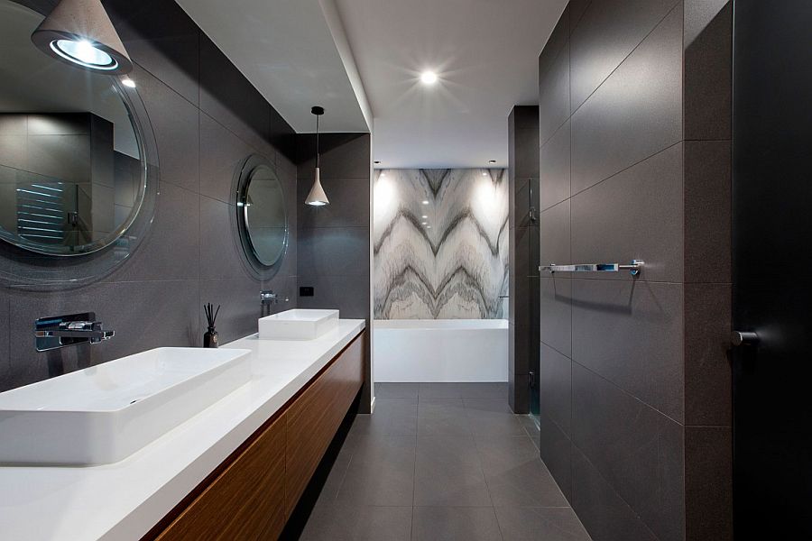 Elegant bathroom that celebrates gray