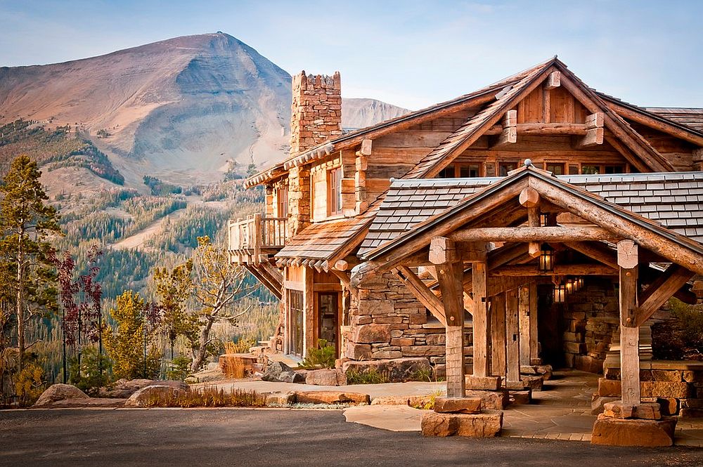 Exterior of the mountain home fits in perfectly with the majestic backdrop