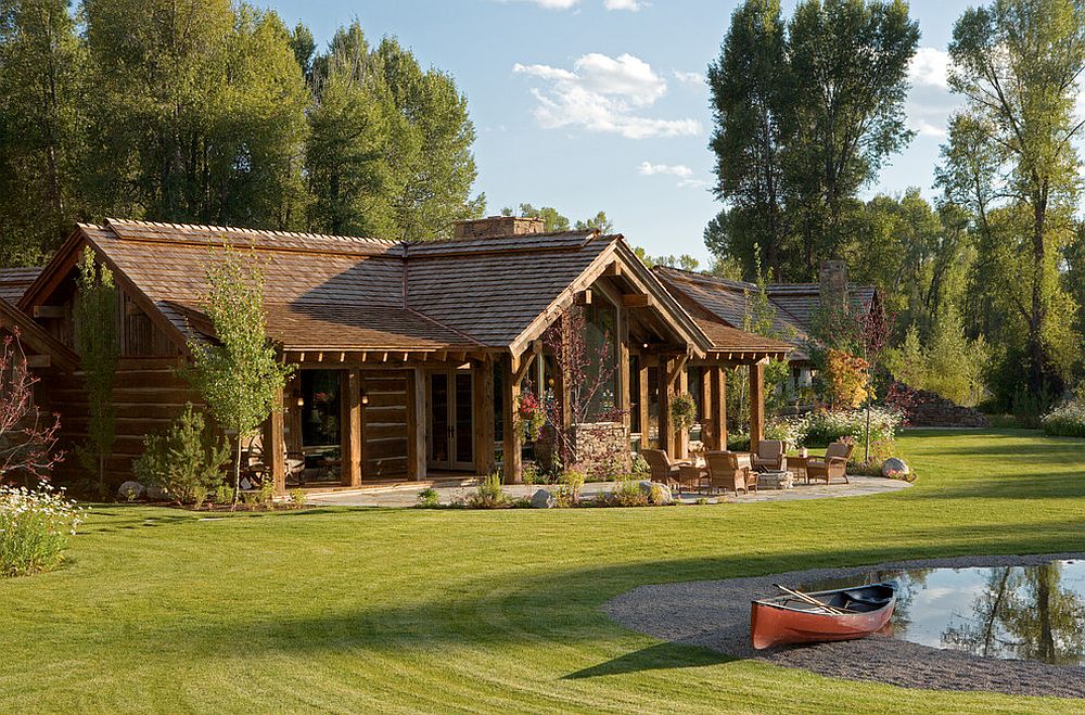 Fabulous green landscape, water features and natural pools around the magical Wyoming retreat