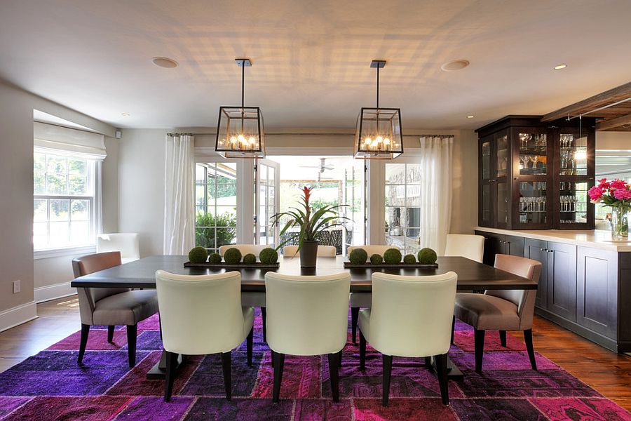 Fabulous overdyed rug in brilliant purple steals the show here! [From: Callaway Architects / Olson Photographic]
