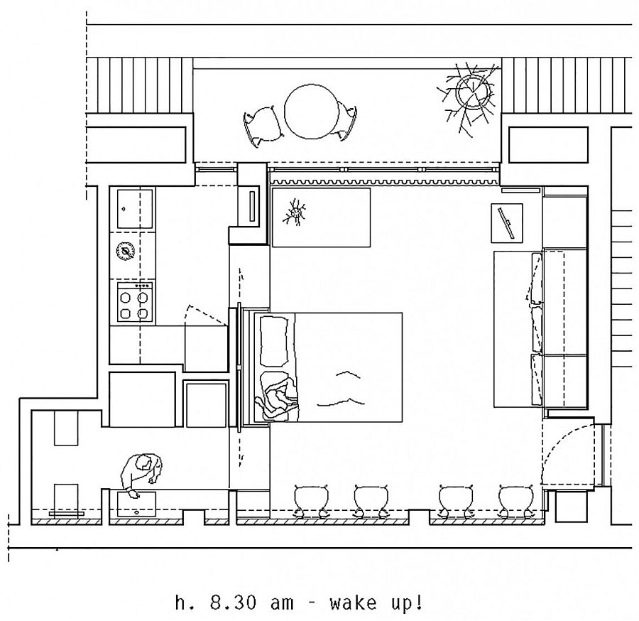 Floor plan of the Baitpin Flat in the morning