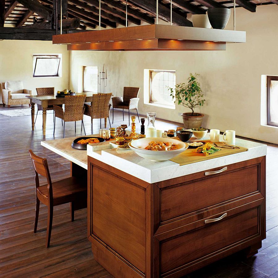 Functional kitchen island top offers ample space for preparing food