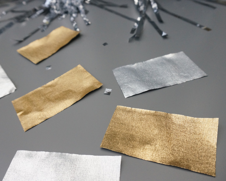 Gold and silver crepe paper