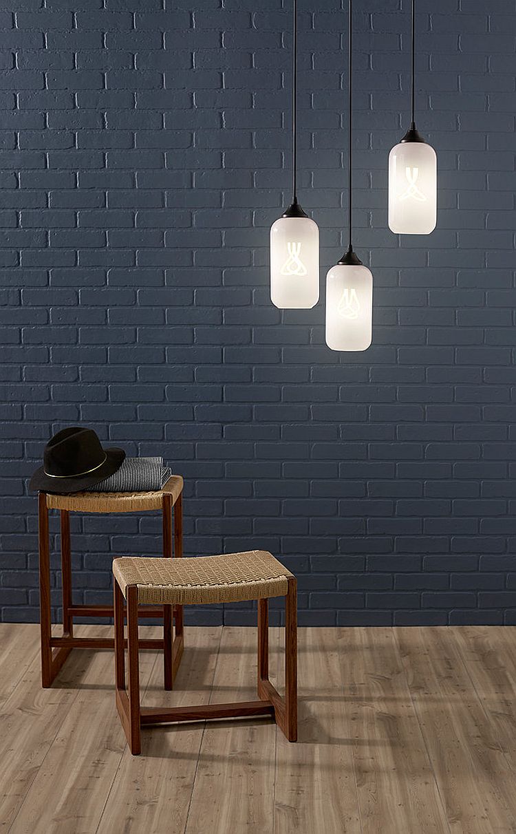 Gray backdrop lets the pendant lights stand out visually