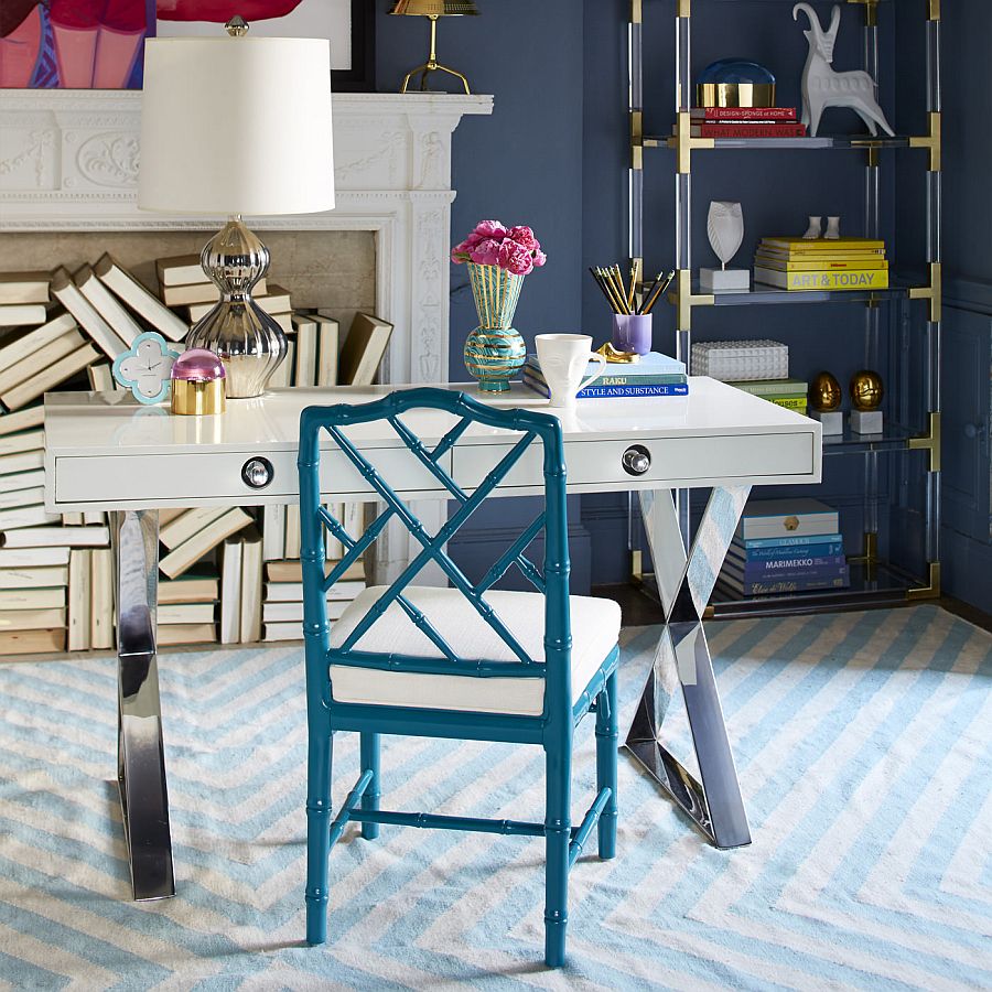 Home office desk from Jonathan Adler with Hollywood Regency style