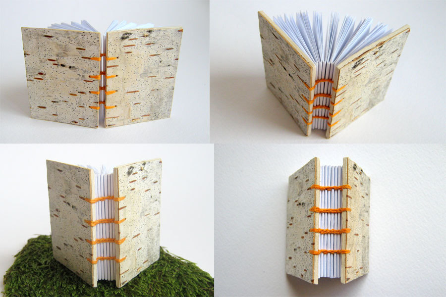 Journal with a birch bark cover from Etsy shop ExiArts EcoCrafts