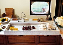 Marble countertop adds a touch of class to the exquisite luxury kitchen