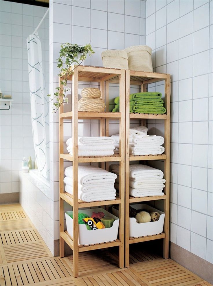 small wooden bathroom shelf