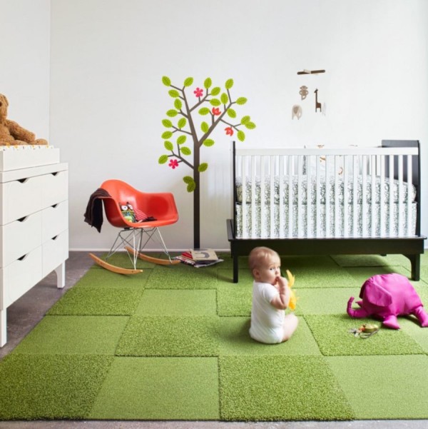 Monochramatic Green Rug Create Your Own Nursery Rug with FLOR | Decoist