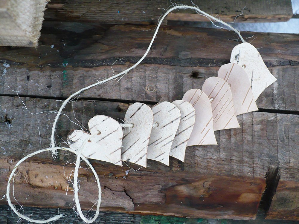 Package of birch bark hearts from Etsy shop CrazyBirch