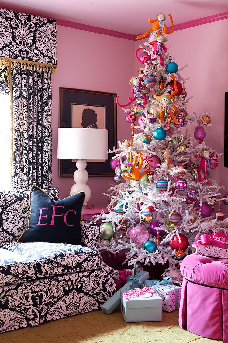 Pink coupled with some Holiday cheer! [Design: Tobi Fairley Interior Design]