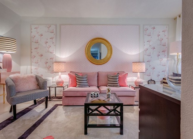 Tv Living Room With Pink Couch