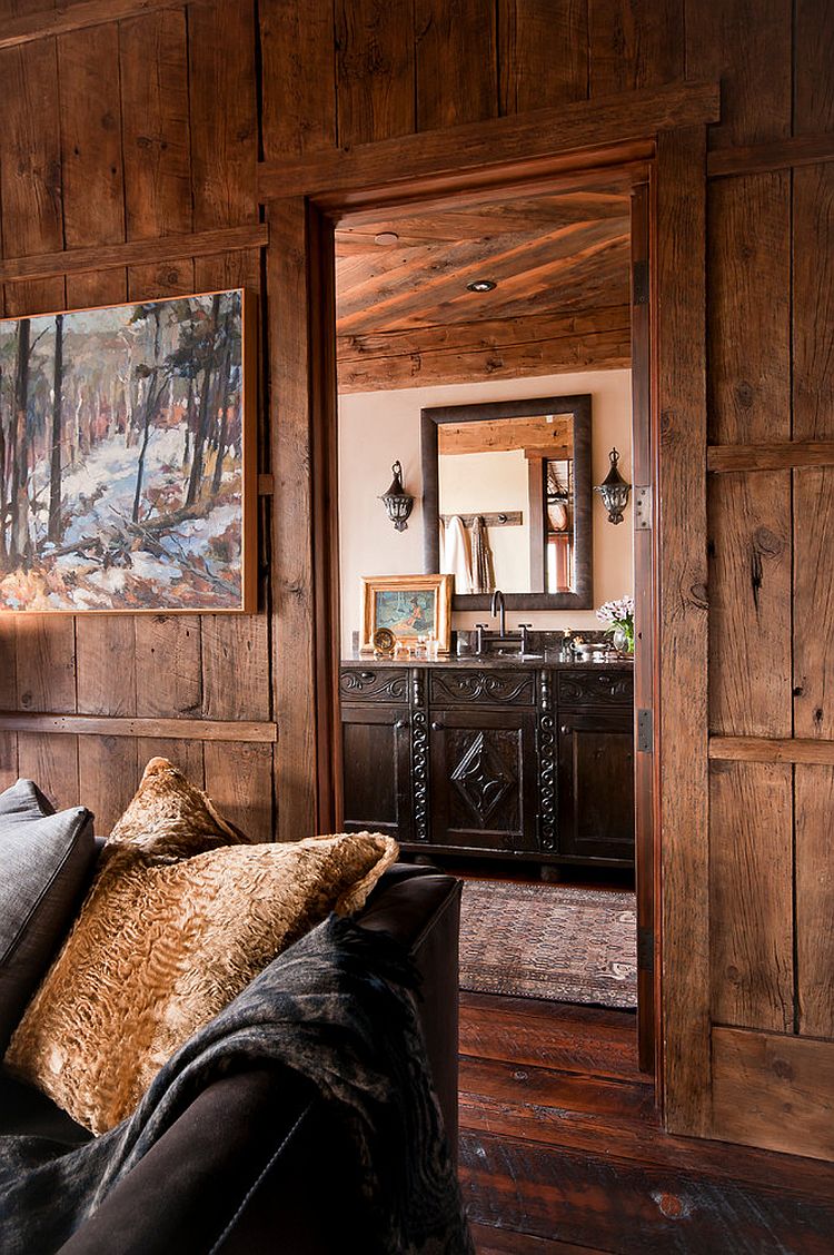 Rustic bathroom with a classic wooden vanity