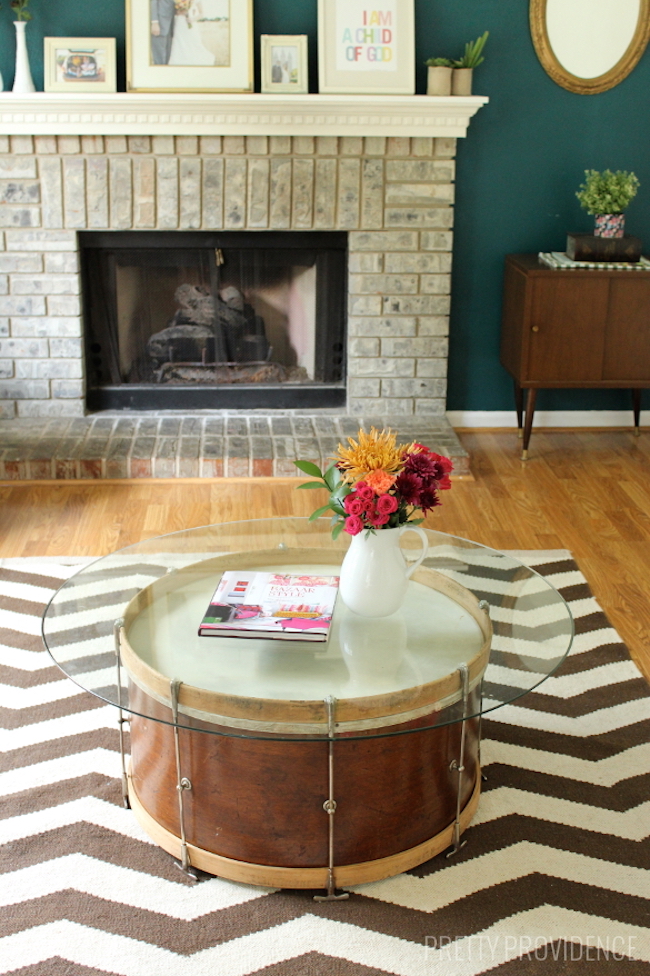 Salvaged drum coffee table