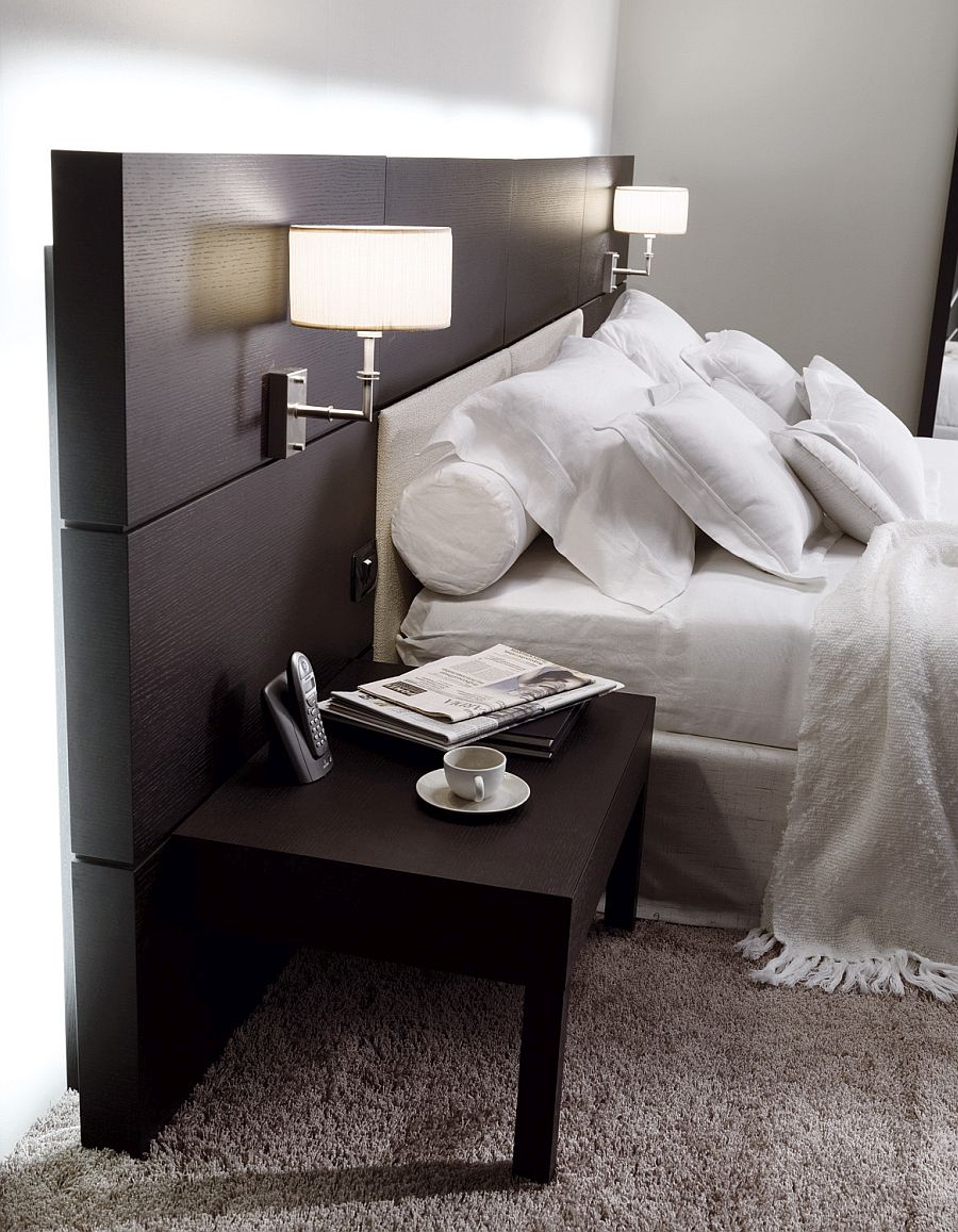 Sconce lighting and side tables save up on precious space