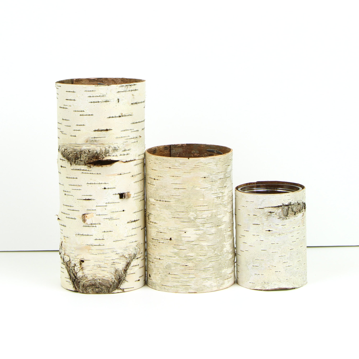 Set of 3 birch bark vases from Etsy shop Bettula