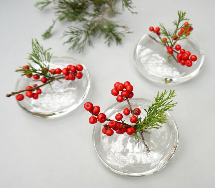 Sleek holiday grouping of vases