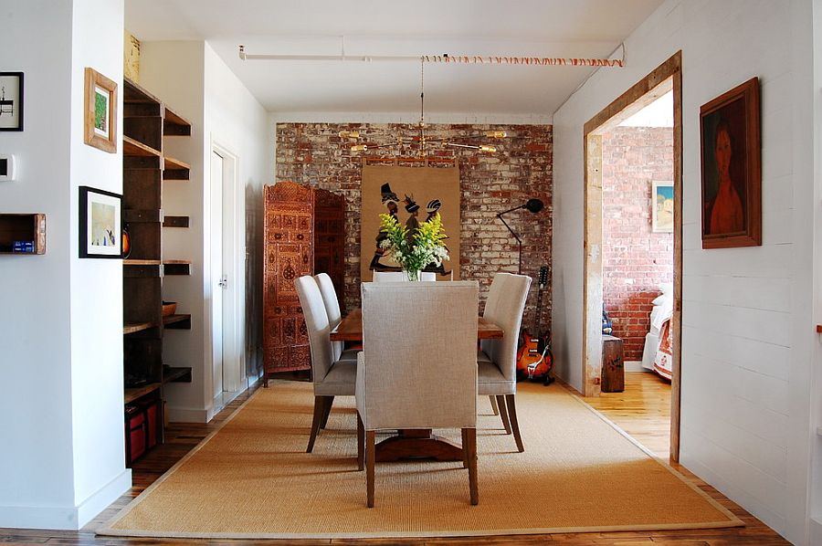 Smart dining room of industrial loft home in Brooklyn [Photography: Corynne Pless]