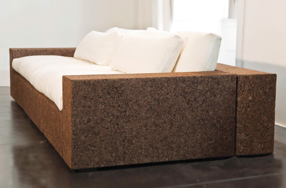 Sofa made using cork agglomerate