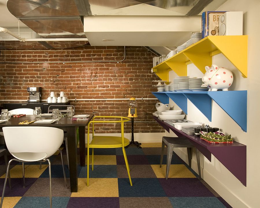 Splash of color ensures that the small dining room feels less claustrophobic [Design: Momoko Morton]