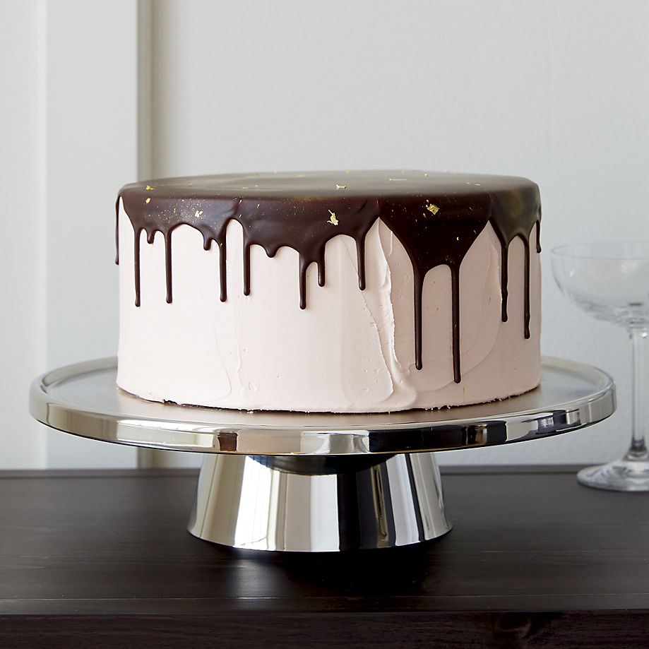 Stainless steel cake pedestal from Crate & Barrel